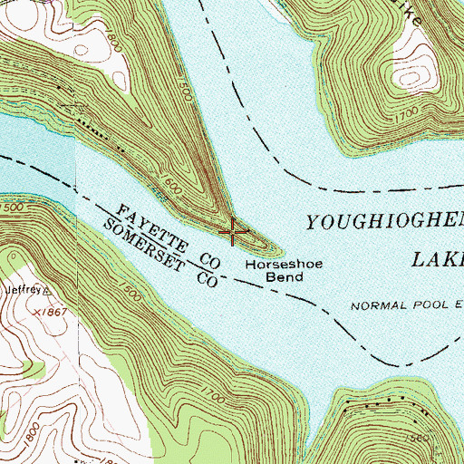 Topographic Map of Horseshoe Bend, PA
