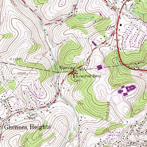 Topographic Map of Horseshoe Bend Cemetery, PA