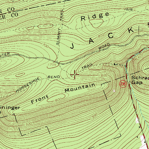 Topographic Map of Horseshoe Bend Trail, PA