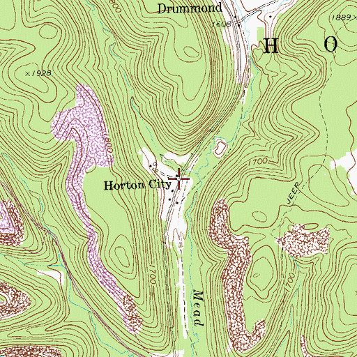 Topographic Map of Horton City, PA