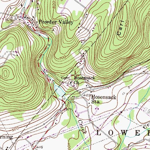 Topographic Map of Hosensack Church, PA