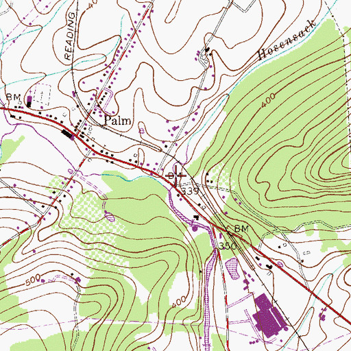 Topographic Map of Hosensack Creek, PA