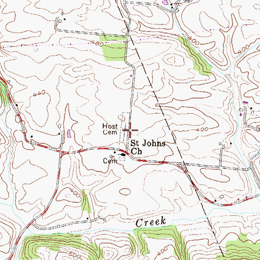 Topographic Map of Host / Saint Johns Host Cemetery, PA