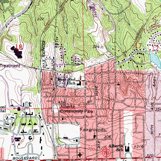 Topographic Map of East End Elementary School (historical), AL