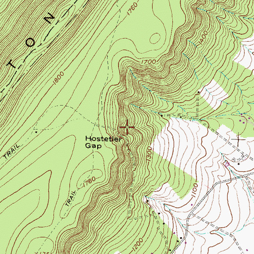 Topographic Map of Hostetler Gap, PA
