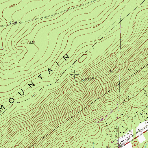 Topographic Map of Hostler Trail, PA