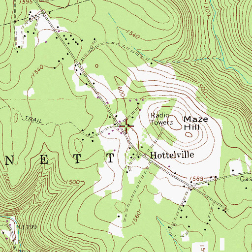 Topographic Map of Hottelville, PA