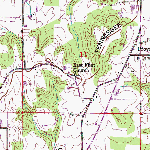 Topographic Map of East Flint Creek Baptist Church, AL