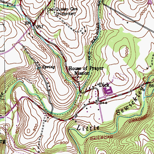 Topographic Map of House of Prayer Mission, PA