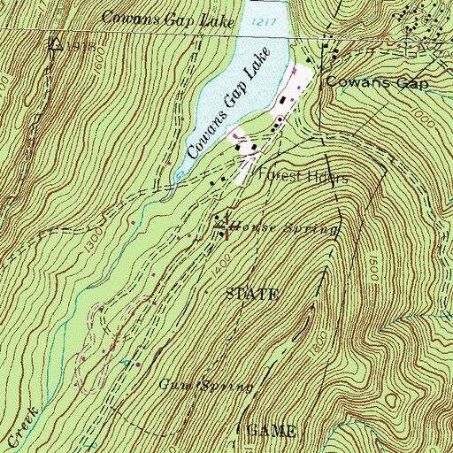 Topographic Map of House Spring, PA