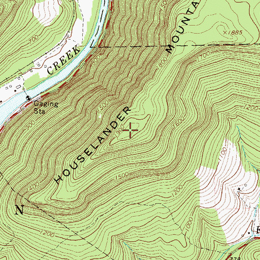 Topographic Map of Houselander Mountain, PA