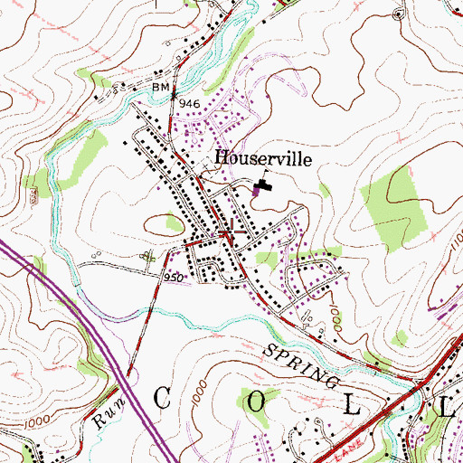 Topographic Map of Houserville, PA