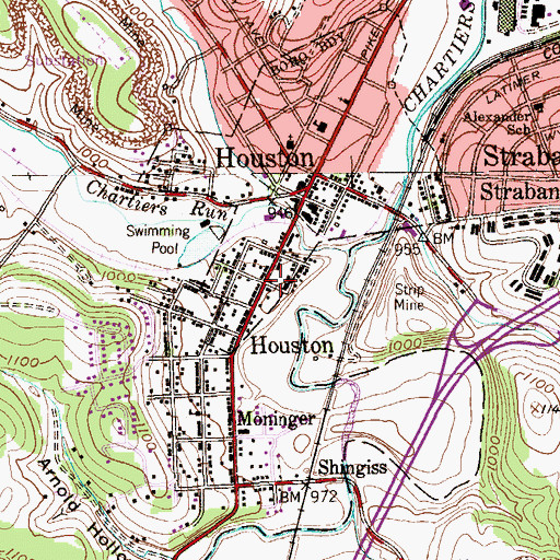 Topographic Map of Houston, PA