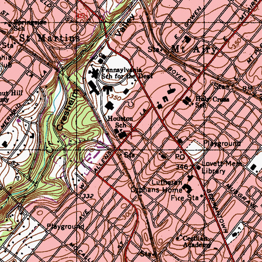 Topographic Map of Houston School, PA