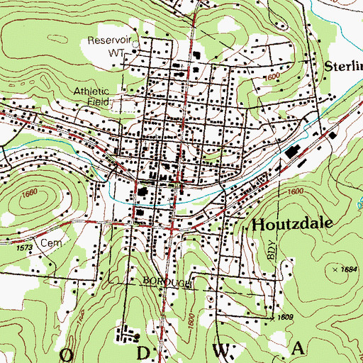 Topographic Map of Houtzdale, PA