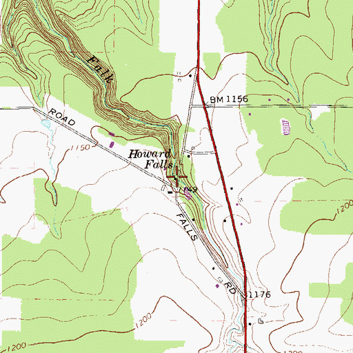 Topographic Map of Howard Falls, PA