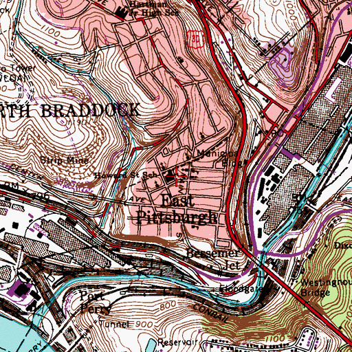 Topographic Map of Howard Street School, PA