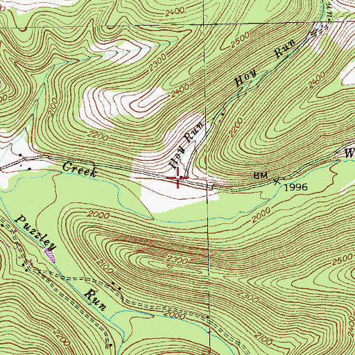 Topographic Map of Hoy Run, PA