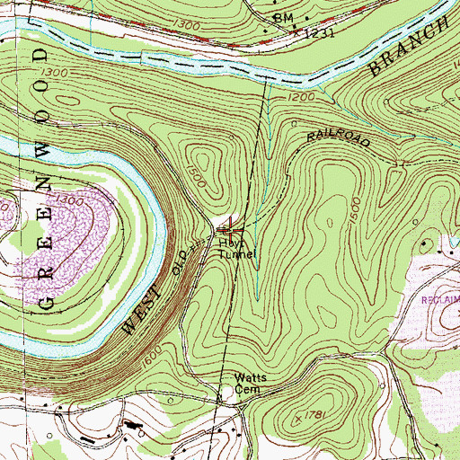 Topographic Map of Hoyt Tunnel, PA