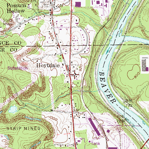 Topographic Map of Hoytdale, PA