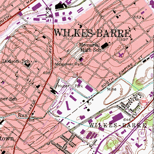 Topographic Map of Huber Park, PA