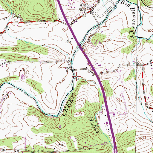 Topographic Map of Huber Run, PA
