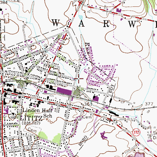 Topographic Map of Hubers Run, PA