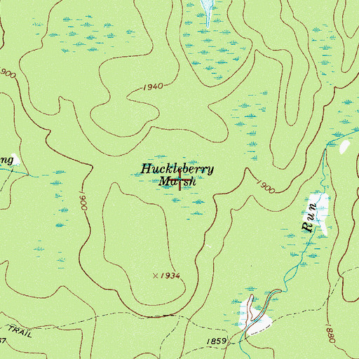 Topographic Map of Huckleberry Marsh, PA