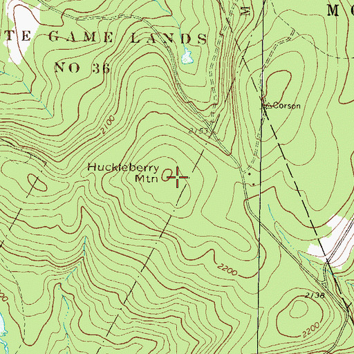 Topographic Map of Huckleberry Mountain, PA