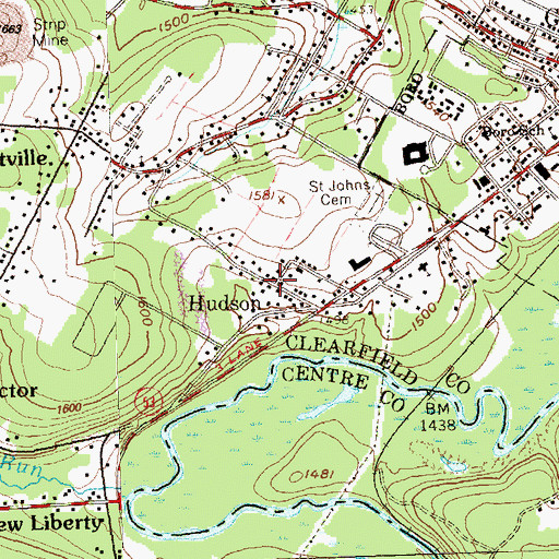 Topographic Map of Hudson, PA