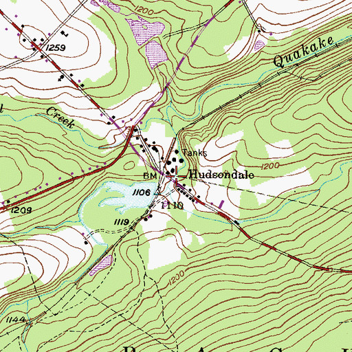 Topographic Map of Hudsondale, PA