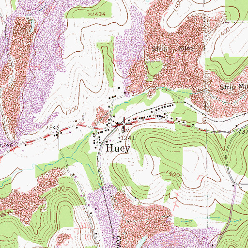 Topographic Map of Huey, PA