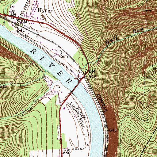Topographic Map of Huff Run, PA