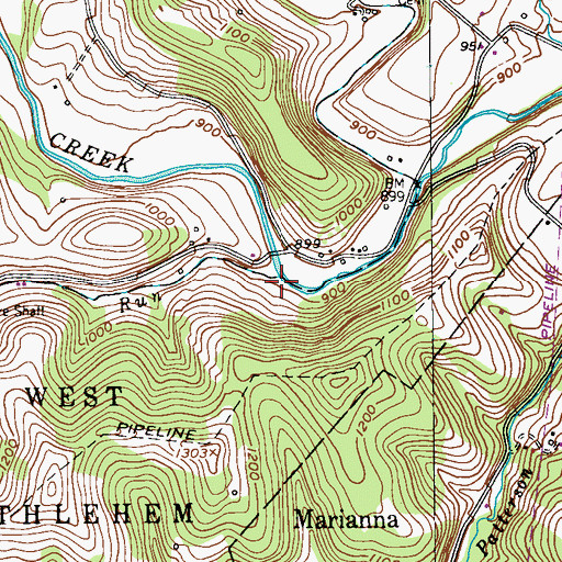 Topographic Map of Hufford Run, PA
