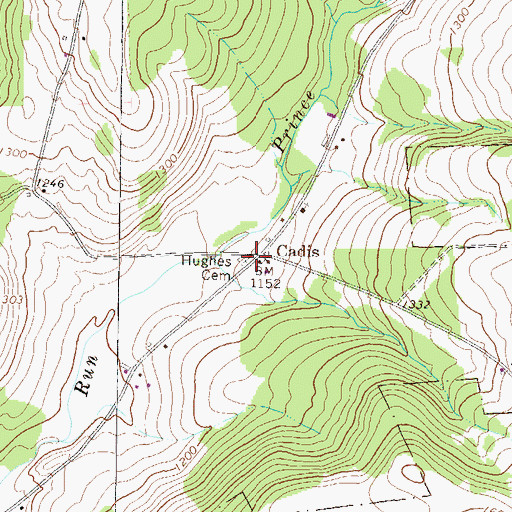 Topographic Map of Hughes Cemetery, PA