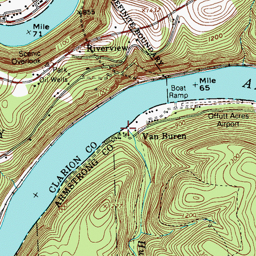 Topographic Map of Huling Run, PA