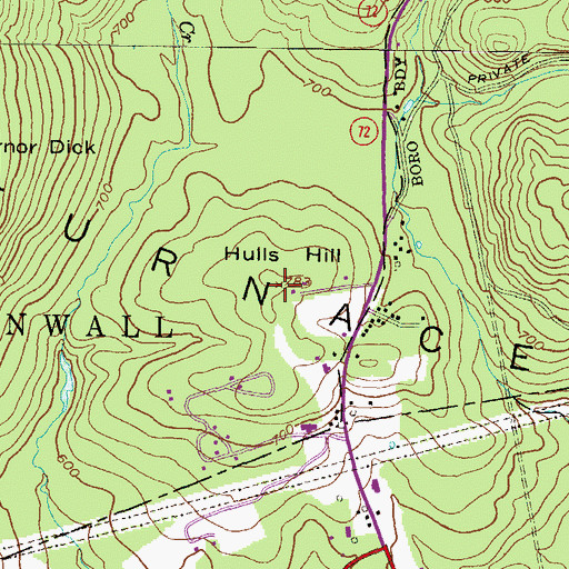 Topographic Map of Hulls Hill, PA