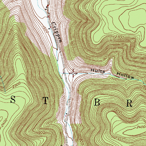 Topographic Map of Hults Hollow, PA