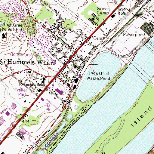 Topographic Map of Hummels Wharf, PA