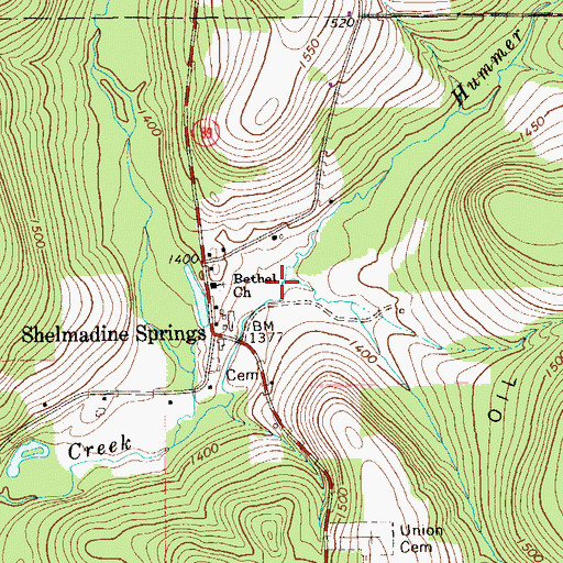 Topographic Map of Hummer Creek, PA