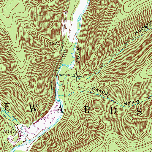 Topographic Map of Hungry Hollow, PA