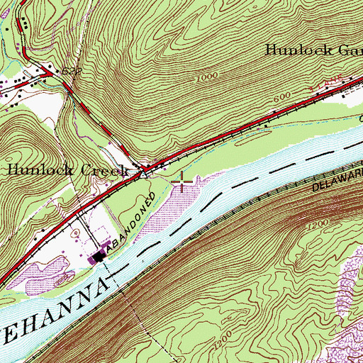Topographic Map of Hunlock Creek, PA