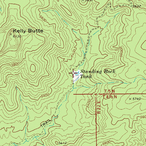 Topographic Map of Standing Rock Tank, AZ