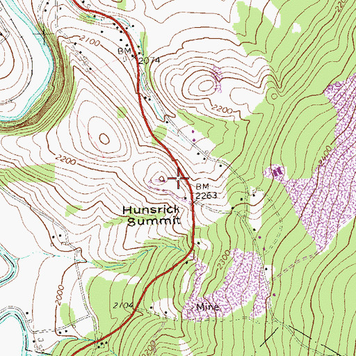 Topographic Map of Hunsrick Summit, PA