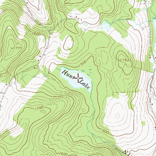 Topographic Map of Hunt Lake, PA