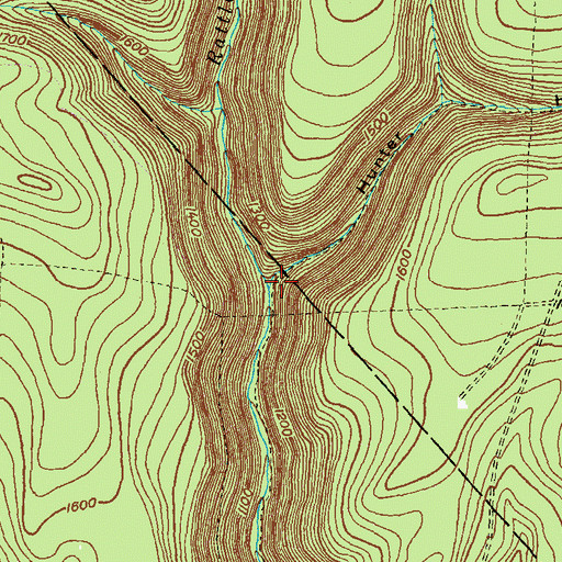 Topographic Map of Hunter Hollow, PA