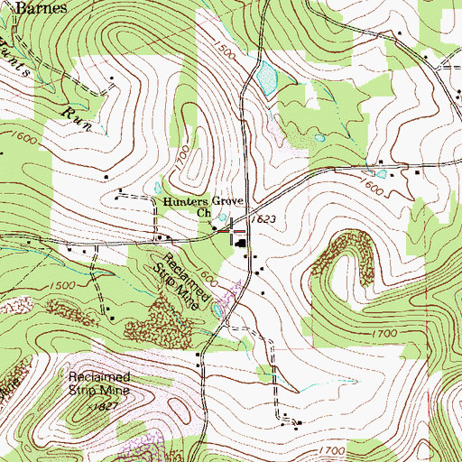 Topographic Map of Hunters Grove Church, PA