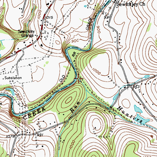 Topographic Map of Hunters Run, PA