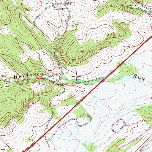 Topographic Map of Hunters Run, PA