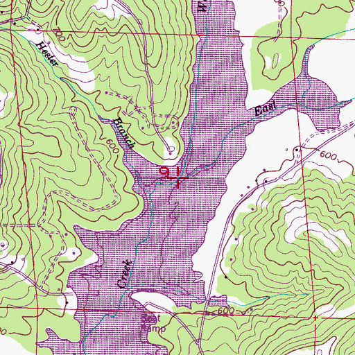 Topographic Map of East Fork Lost Creek, AL